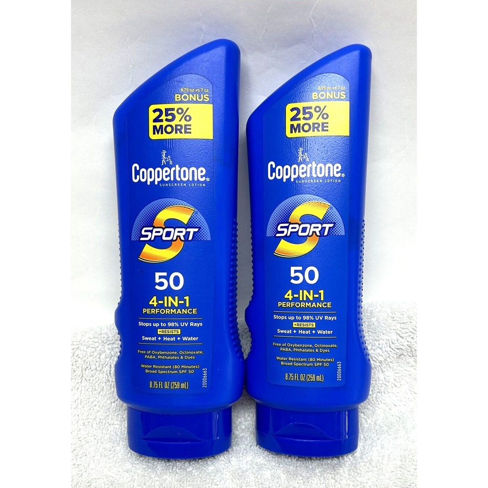 Lot of 2 Coppertone Sport 4-In-1 SPF 50 Sunscreen 8.75fl.oz. (C8)